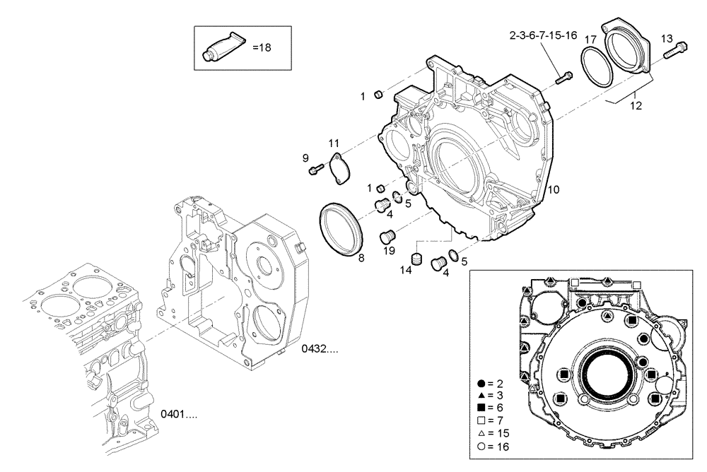 Схема запчастей Case F4GE9454K J604 - (0435.030) - FLYWHEEL HOUSING 