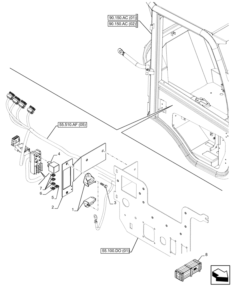 Схема запчастей Case 121F - (55.100.DO[05]) - VAR - 732005, 732006, 734588, 734651, 734652 - FUSE, RELAY (55) - ELECTRICAL SYSTEMS