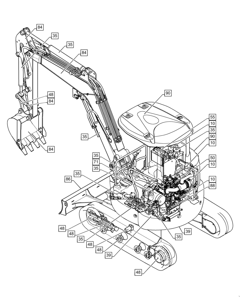 Схема запчастей Case CX31B - (00.000.00[01]) - PICTORIAL INDEX - MAIN SECTIONS, CANOPY (00) - GENERAL & PICTORIAL INDEX