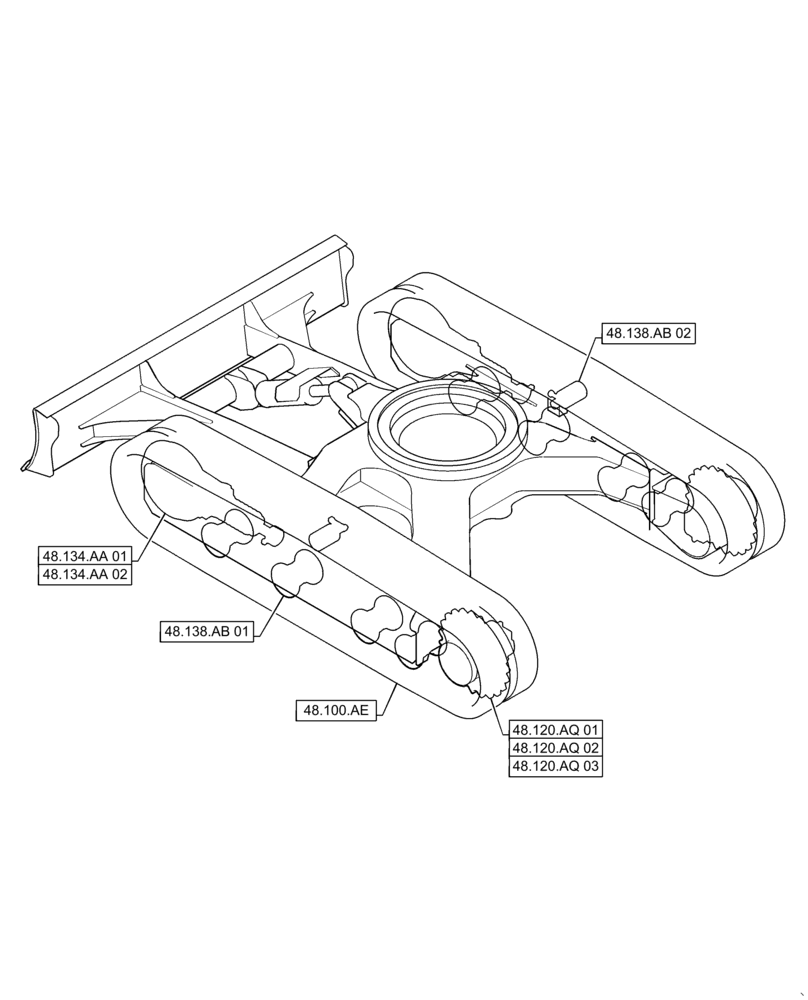 Схема запчастей Case CX31B - (00.000.48) - PICTORIAL INDEX - TRACKS AND TRACK SUSPENSION (00) - GENERAL & PICTORIAL INDEX