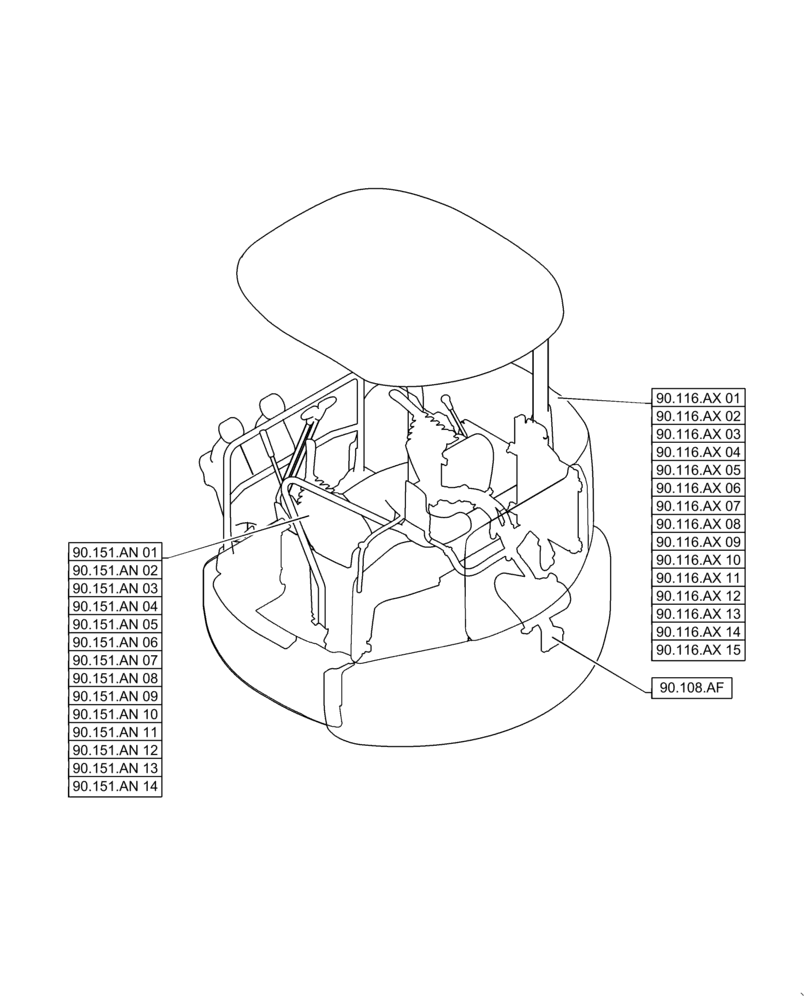 Схема запчастей Case CX31B - (90.000.00[01]) - SECTION INDEX - PLATFORM, CAB, BODYWORK & DECALS (90) - PLATFORM, CAB, BODYWORK AND DECALS