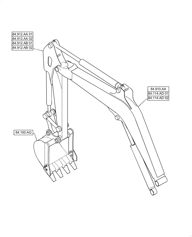 Схема запчастей Case CX31B - (84.000.00) - SECTION INDEX - BOOMS, DIPPERS & BUCKET (84) - BOOMS, DIPPERS & BUCKETS
