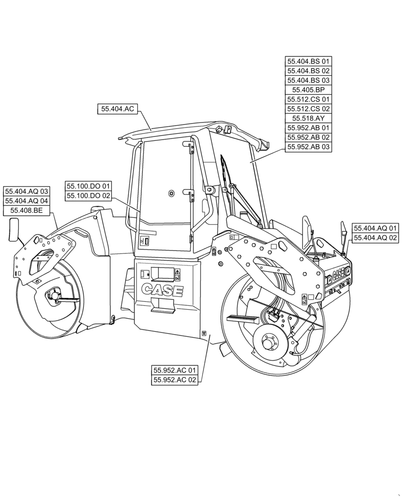 Схема запчастей Case DV209C - (55.000.00) - ELECTRICAL (55) - ELECTRICAL SYSTEMS