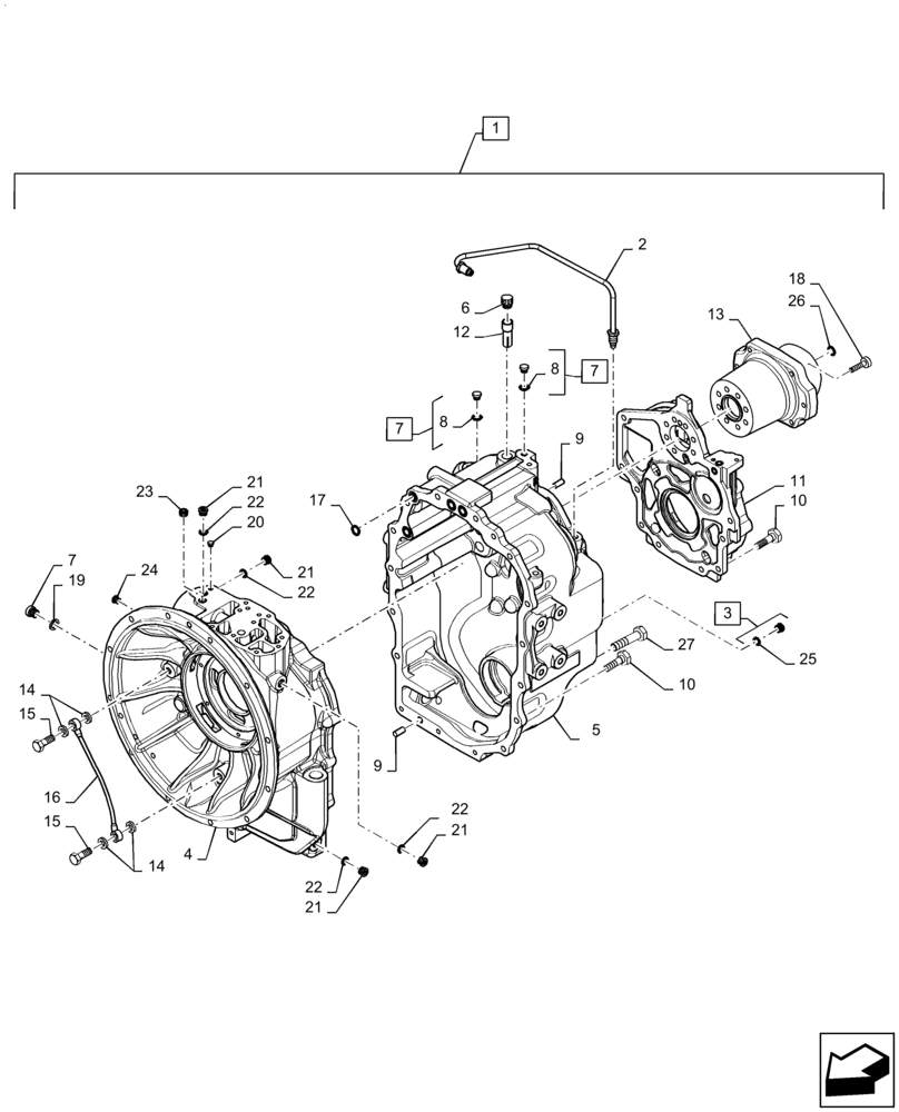 Схема запчастей Case 570N EP - (21.114.AL[03]) - TRANSMISSION HOUSING, 2WD (21) - TRANSMISSION
