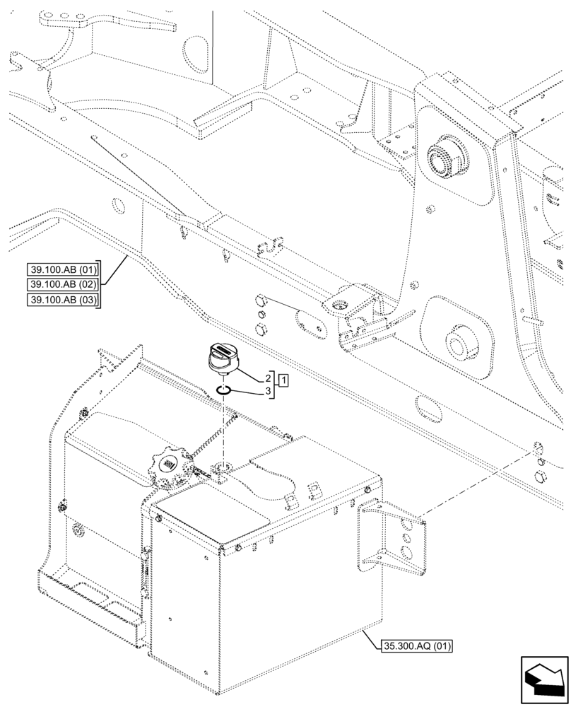 Схема запчастей Case 580SN WT - (35.300.BE) - HYDRAULIC OIL RESERVOIR, BREATHER (35) - HYDRAULIC SYSTEMS