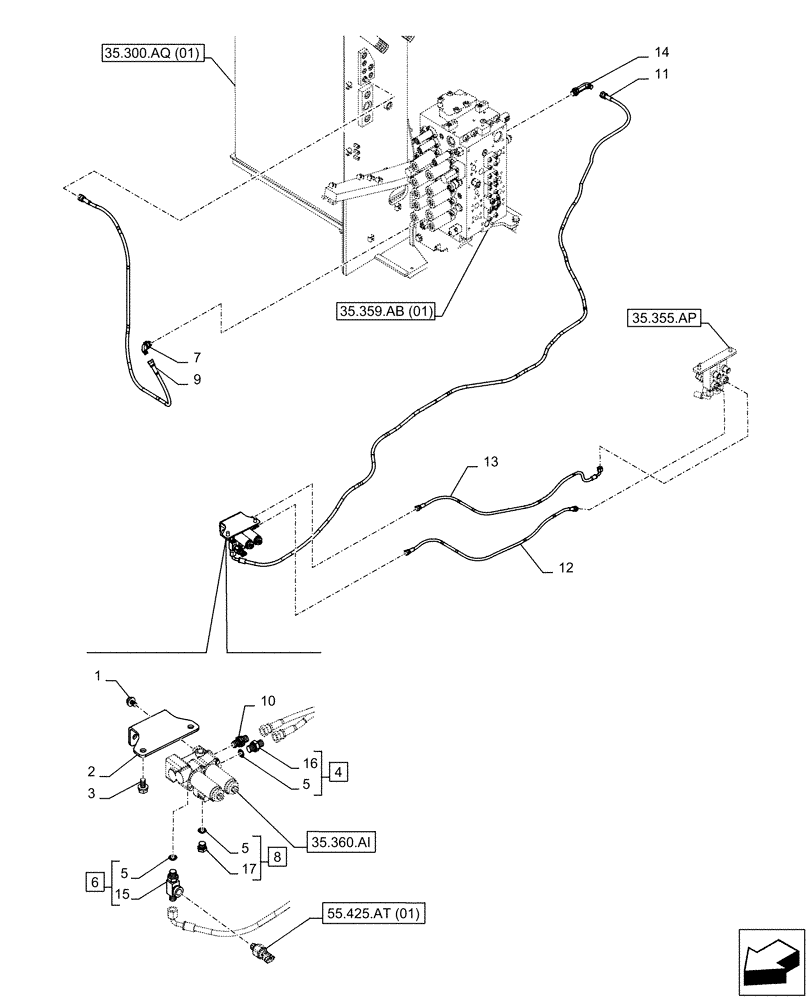 Схема запчастей Case CX250D LC - (35.360.AJ[01]) - VAR - 461865 - SOLENOID VALVE, LINE, HAMMER CIRCUIT, W/ ELECTRICAL PROPORTIONAL CONTROL (35) - HYDRAULIC SYSTEMS