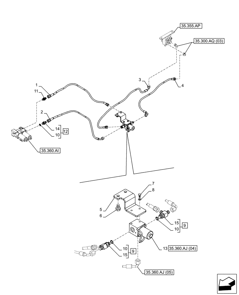 Схема запчастей Case CX250D LC - (35.360.AJ[02]) - VAR - 461869 - SOLENOID VALVE, LINE, HAMMER CIRCUIT, SHEARS, HIGH FLOW, W/ ELECTRICAL PROPORTIONAL CONTROL (35) - HYDRAULIC SYSTEMS