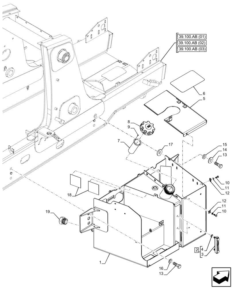 Схема запчастей Case 580SN - (35.300.AQ[01]) - HYDRAULIC OIL RESERVOIR (35) - HYDRAULIC SYSTEMS