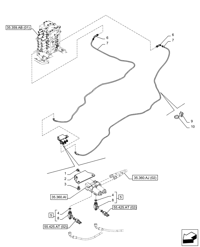 Схема запчастей Case CX250D LC - (35.360.AJ[03]) - VAR - 461869 - SOLENOID VALVE, LINE, HAMMER CIRCUIT, SHEARS, HIGH FLOW, W/ ELECTRICAL PROPORTIONAL CONTROL (35) - HYDRAULIC SYSTEMS