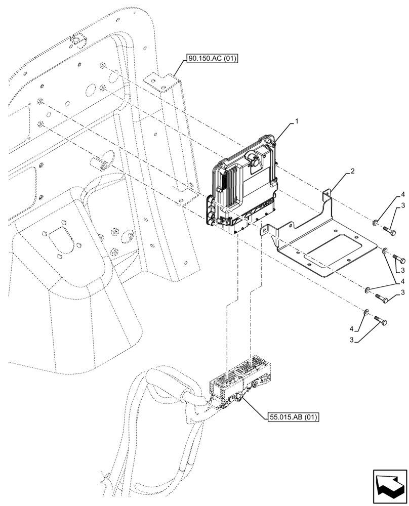 Схема запчастей Case 580SN - (55.015.AA) - ENGINE, ELECTRONIC CONTROL UNIT (55) - ELECTRICAL SYSTEMS
