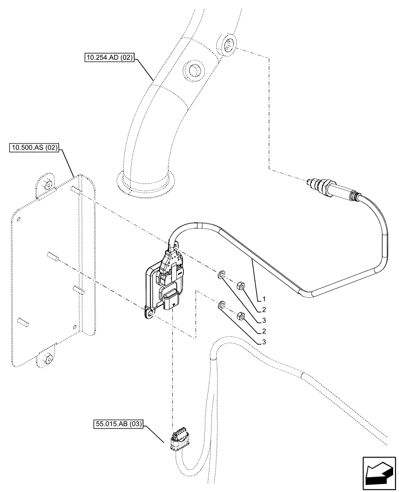 Схема запчастей Case 580SN - (55.988.AG[02]) - EXHAUST SYSTEM, NOX SENSOR (55) - ELECTRICAL SYSTEMS