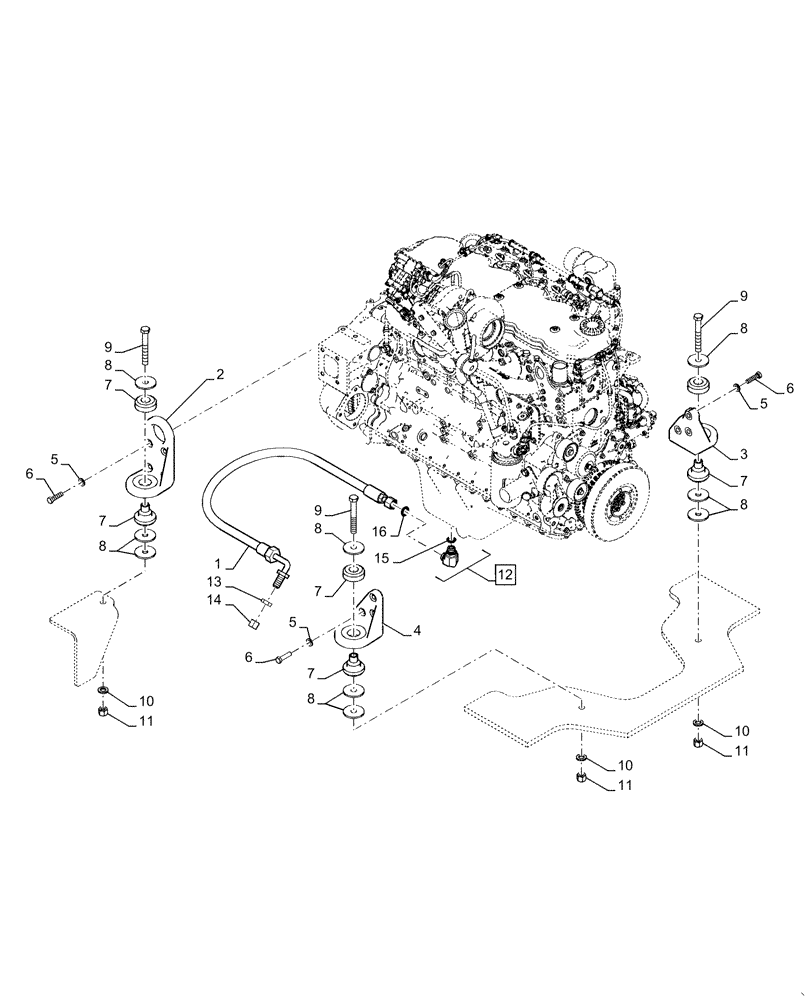Схема запчастей Case 721F - (10.001.AK) - ENGINE MOUNTING (10) - ENGINE