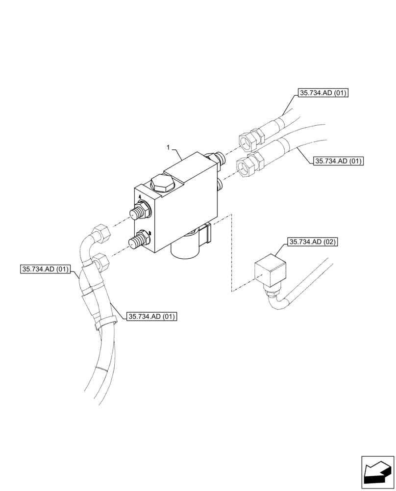 Схема запчастей Case CX250D LC - (35.734.AC) - VAR - 781128 - QUICK COUPLER, SOLENOID VALVE (35) - HYDRAULIC SYSTEMS