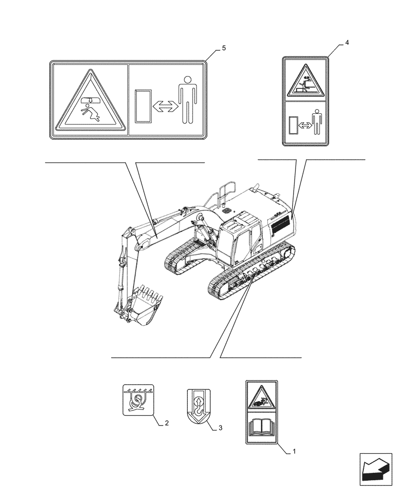 Схема запчастей Case CX250D LC - (90.108.AC[04]) - WARNING, DECALS (90) - PLATFORM, CAB, BODYWORK AND DECALS