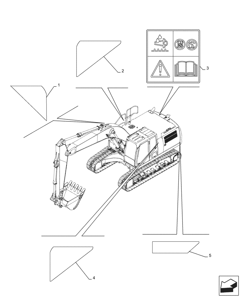 Схема запчастей Case CX250D LC - (90.108.AC[05]) - WARNING, DECALS (90) - PLATFORM, CAB, BODYWORK AND DECALS