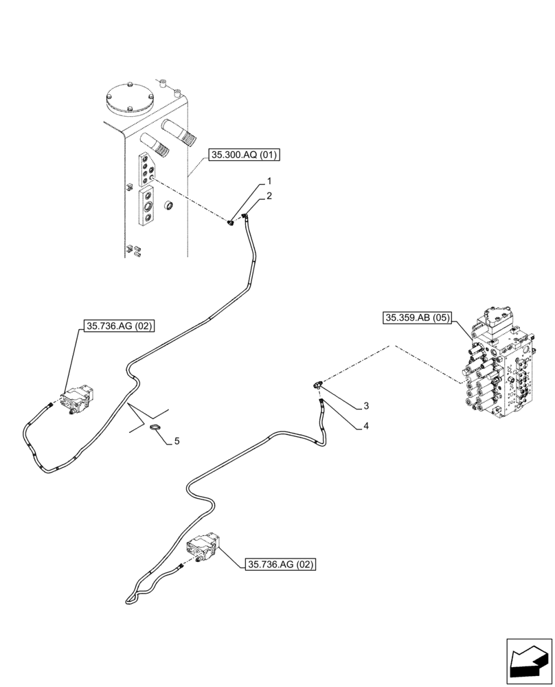 Схема запчастей Case CX250D LC LR - (35.736.AK[01]) - VAR - 481064 - BOOM, LIFT CYLINDER, SAFETY VALVE, LINES (35) - HYDRAULIC SYSTEMS