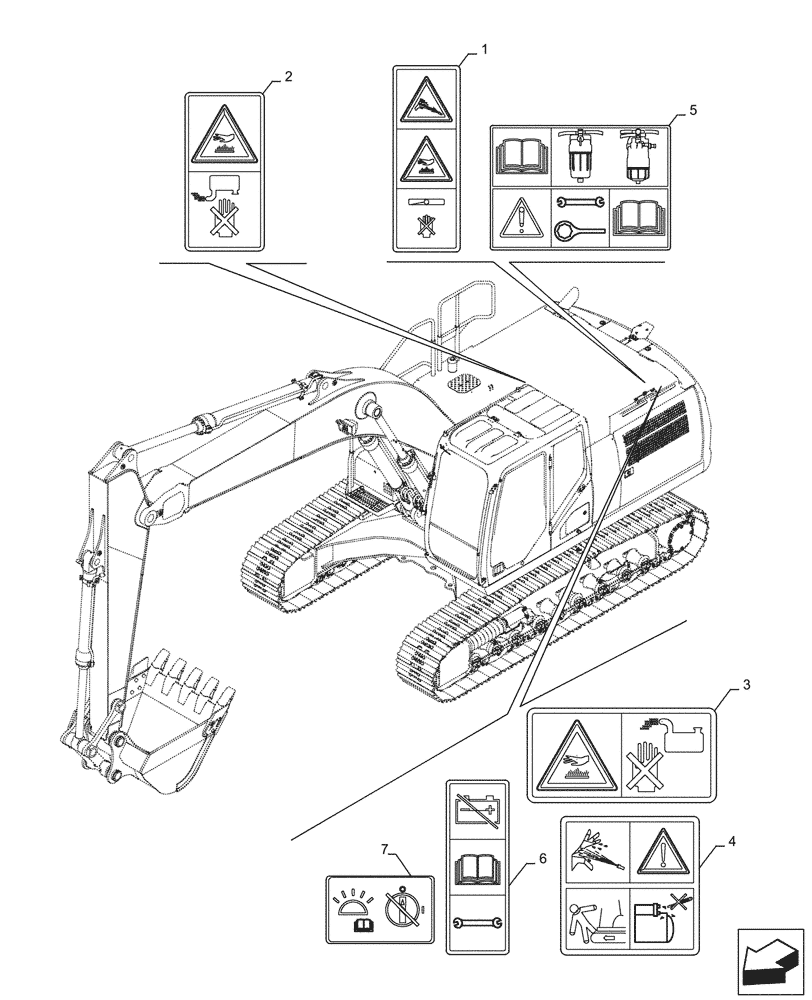 Схема запчастей Case CX250D LC LR - (90.108.AC[09]) - WARNING, DECALS (90) - PLATFORM, CAB, BODYWORK AND DECALS