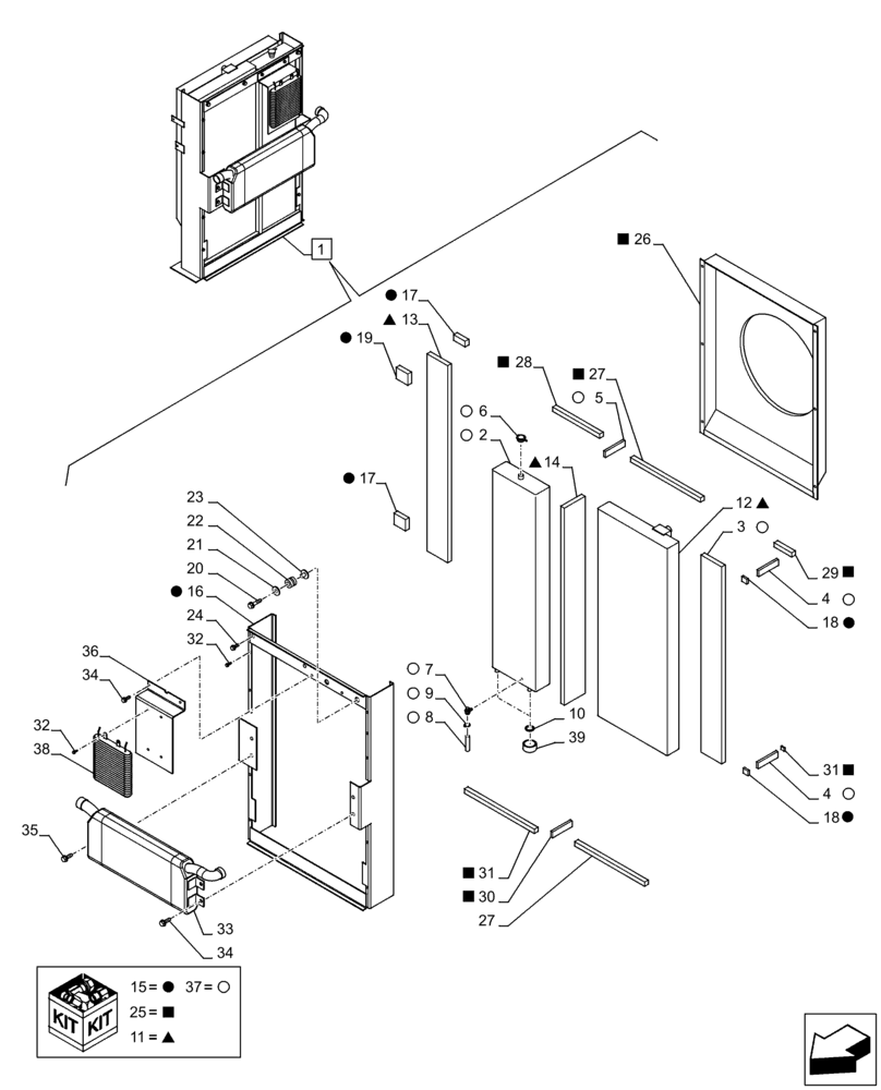 Схема запчастей Case CX250D LC - (10.400.BE) - RADIATOR, COMPONENTS (10) - ENGINE