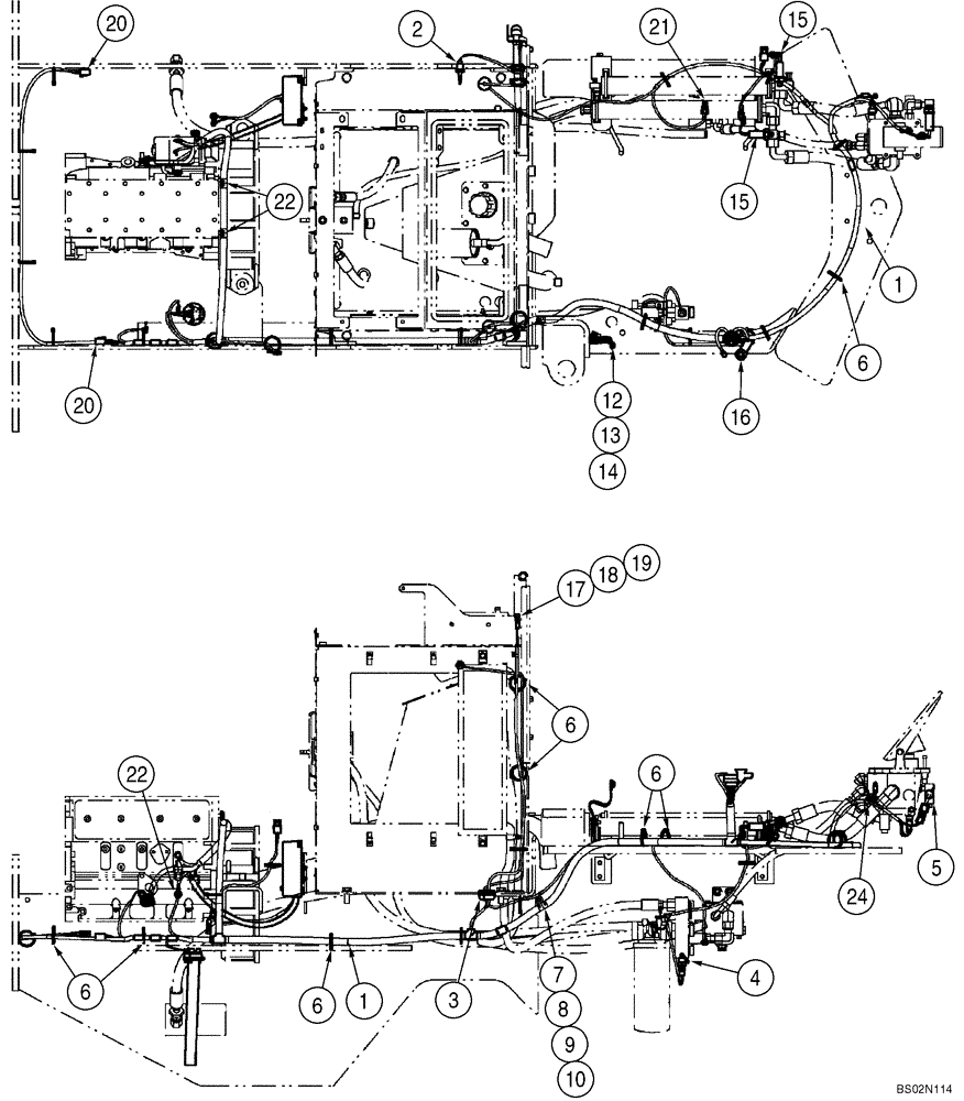 Схема запчастей Case 521D - (04-17) - HARNESS, REAR CHASSIS (04) - ELECTRICAL SYSTEMS