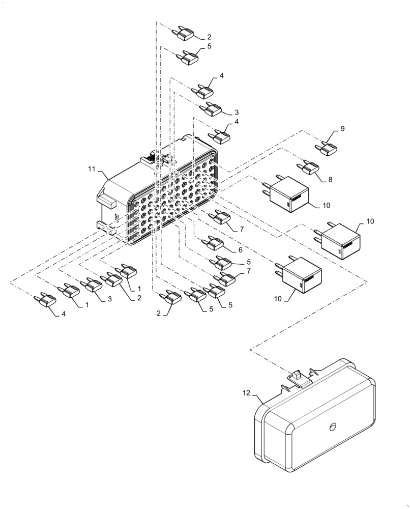 Схема запчастей Case TV380 - (55.100.DO[04]) - FUSE BOX #2, EH (SR175 - SR250, SV250 - TV380) (55) - ELECTRICAL SYSTEMS
