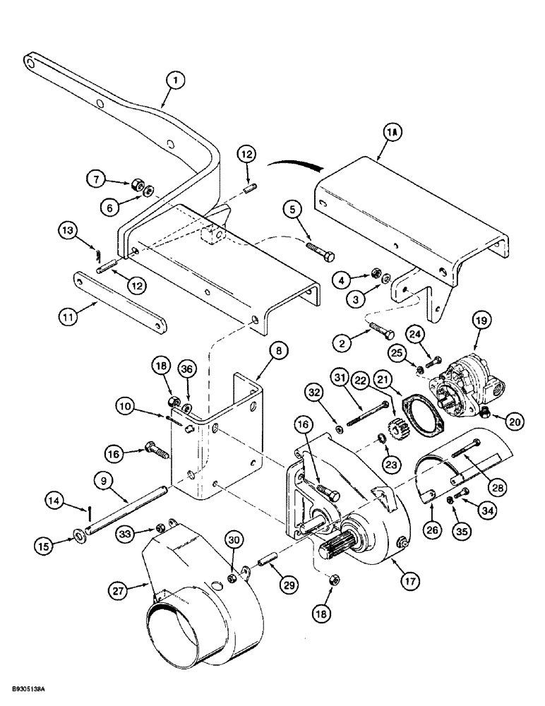 Схема запчастей Case 560 - (9-098) - HYDRA-BORER AND GEARBOX MOUNTING (09) - CHASSIS/ATTACHMENTS