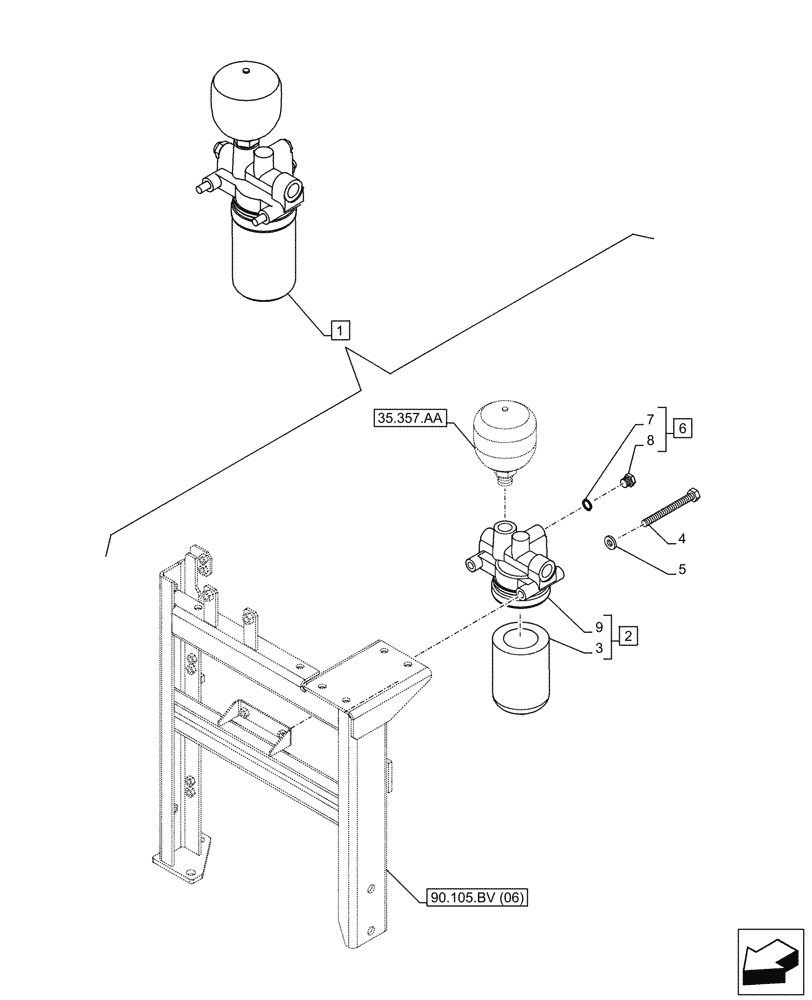 Схема запчастей Case CX250D LC - (35.300.AN[02]) - HYDRAULIC SYSTEM, OIL FILTER (35) - HYDRAULIC SYSTEMS