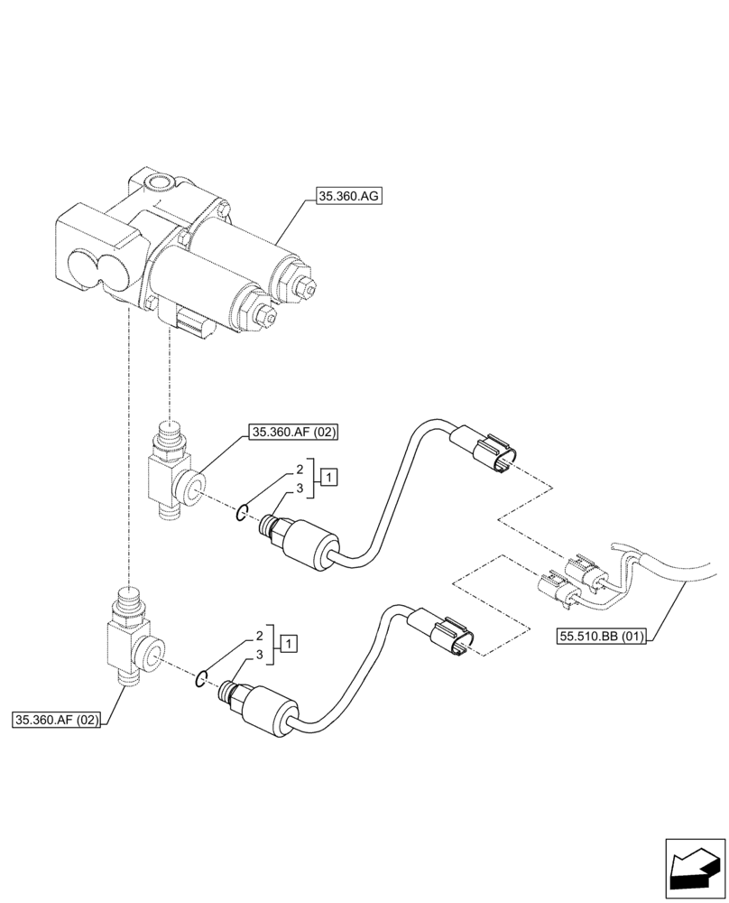 Схема запчастей Case CX250D LC - (55.425.AI[01]) - VAR - 461863 - SPEED SENSOR, CLAMSHELL BUCKET, ROTATION, W/ ELECTRICAL PROPORTIONAL CONTROL (55) - ELECTRICAL SYSTEMS