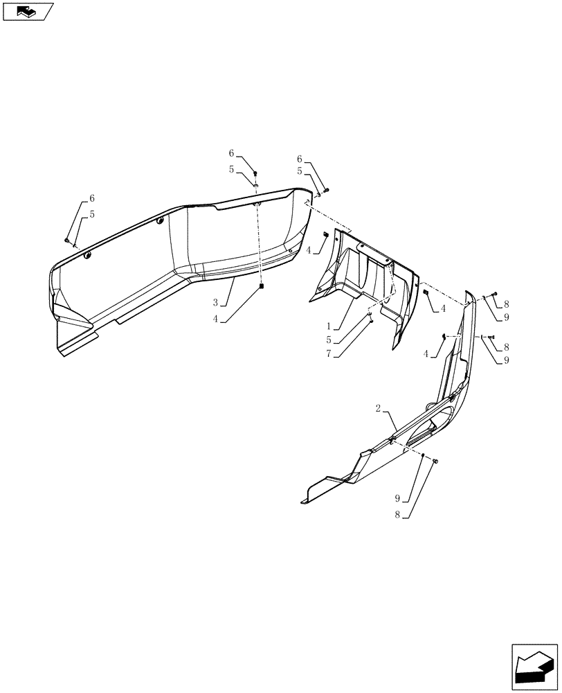 Схема запчастей Case 721F - (90.116.BE[01]) - CAB SKIRTING (90) - PLATFORM, CAB, BODYWORK AND DECALS