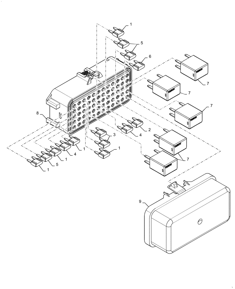 Схема запчастей Case TV380 - (55.100.DO[02]) - FUSE BOX #1, MECHANICAL, EH, EHF (SR220 - SV300, TR320, TV380) (55) - ELECTRICAL SYSTEMS