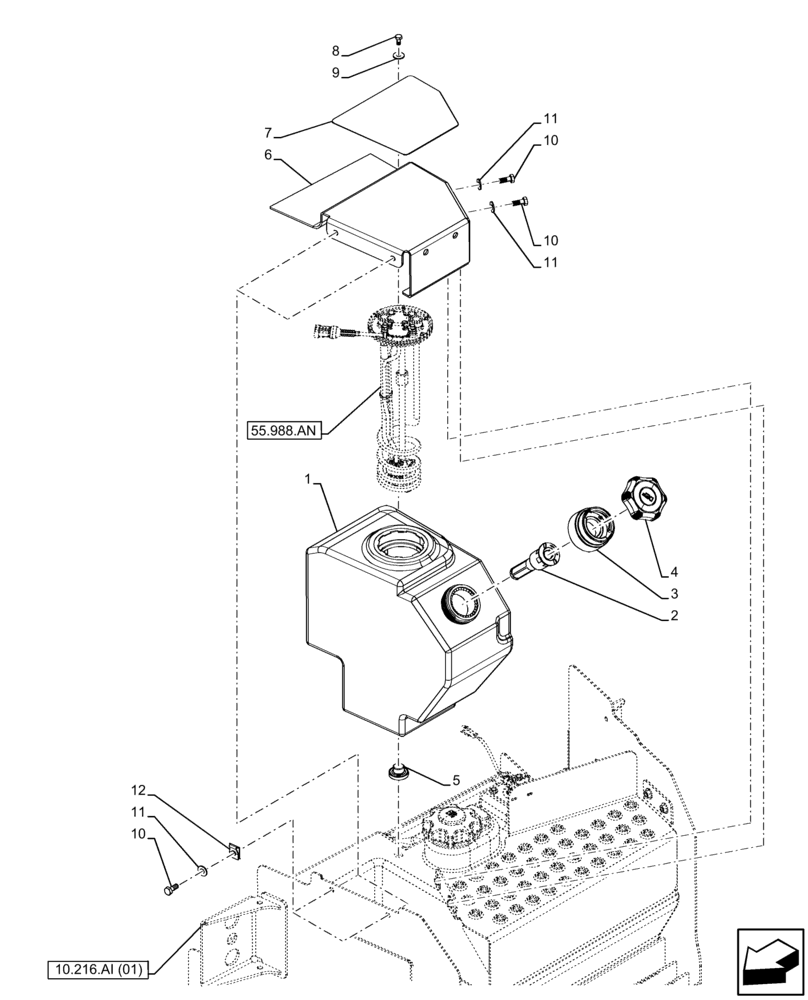 Схема запчастей Case 590SN - (10.500.AA[01]) - DEF TANK (10) - ENGINE