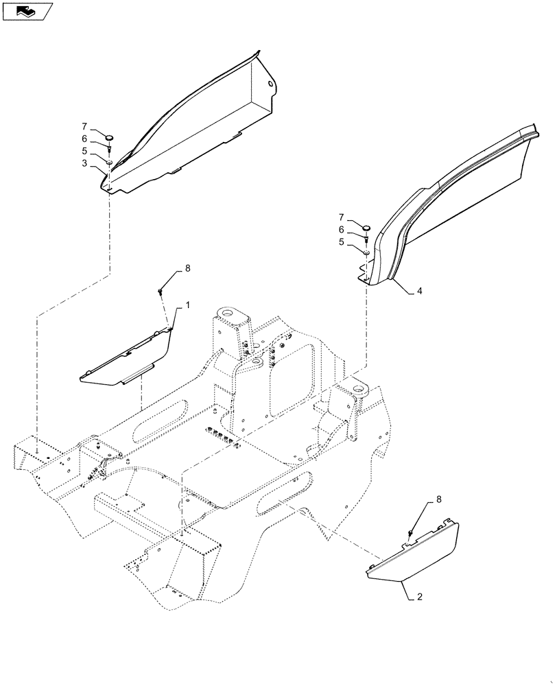 Схема запчастей Case 721F - (90.116.AG) - WHEEL WELL GUARD (90) - PLATFORM, CAB, BODYWORK AND DECALS