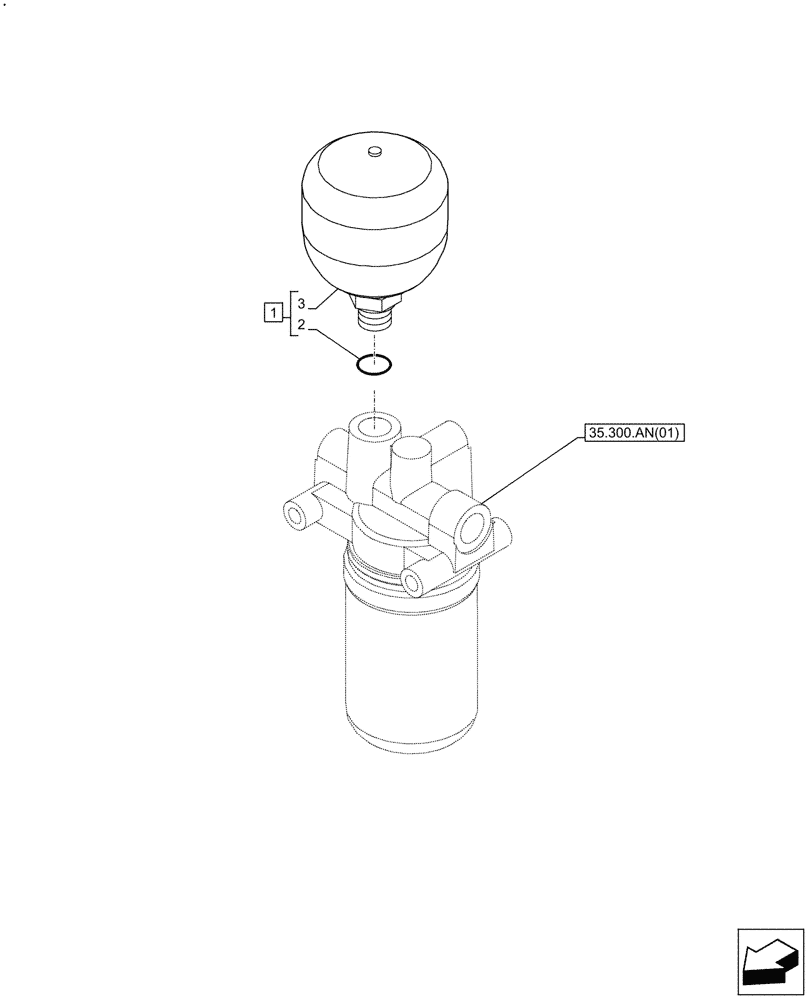 Схема запчастей Case CX250D LC - (35.357.AA) - PILOT ACCUMULATOR (35) - HYDRAULIC SYSTEMS