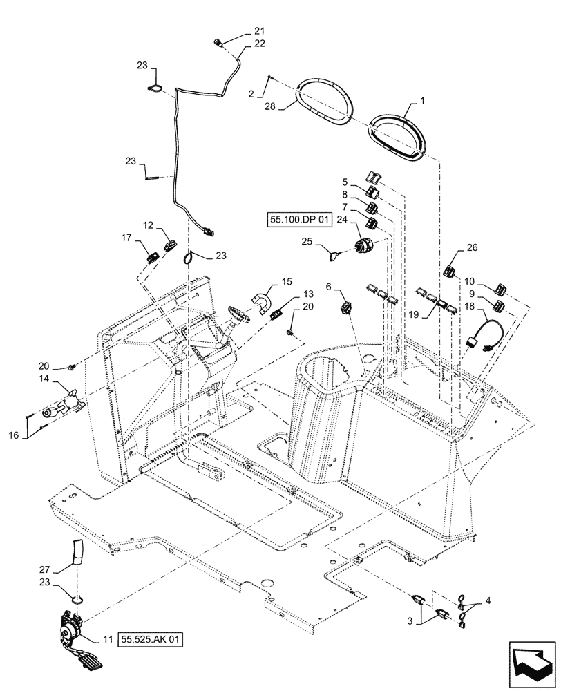 Схема запчастей Case 570N EP - (55.512.BY[01]) - ELECTRONIC CAB CONTROL, SWITCHES (55) - ELECTRICAL SYSTEMS