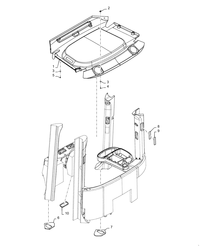 Схема запчастей Case 521F - (90.160.AX) - VAR - 782439, 782440 - ROOF HEADLINER AND TRIM PANEL (90) - PLATFORM, CAB, BODYWORK AND DECALS
