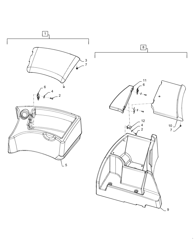 Схема запчастей Case 521F - (90.151.AN[01]) - VAR - 782439 - CONSOLE AND COOLER ASSEMBLY (90) - PLATFORM, CAB, BODYWORK AND DECALS