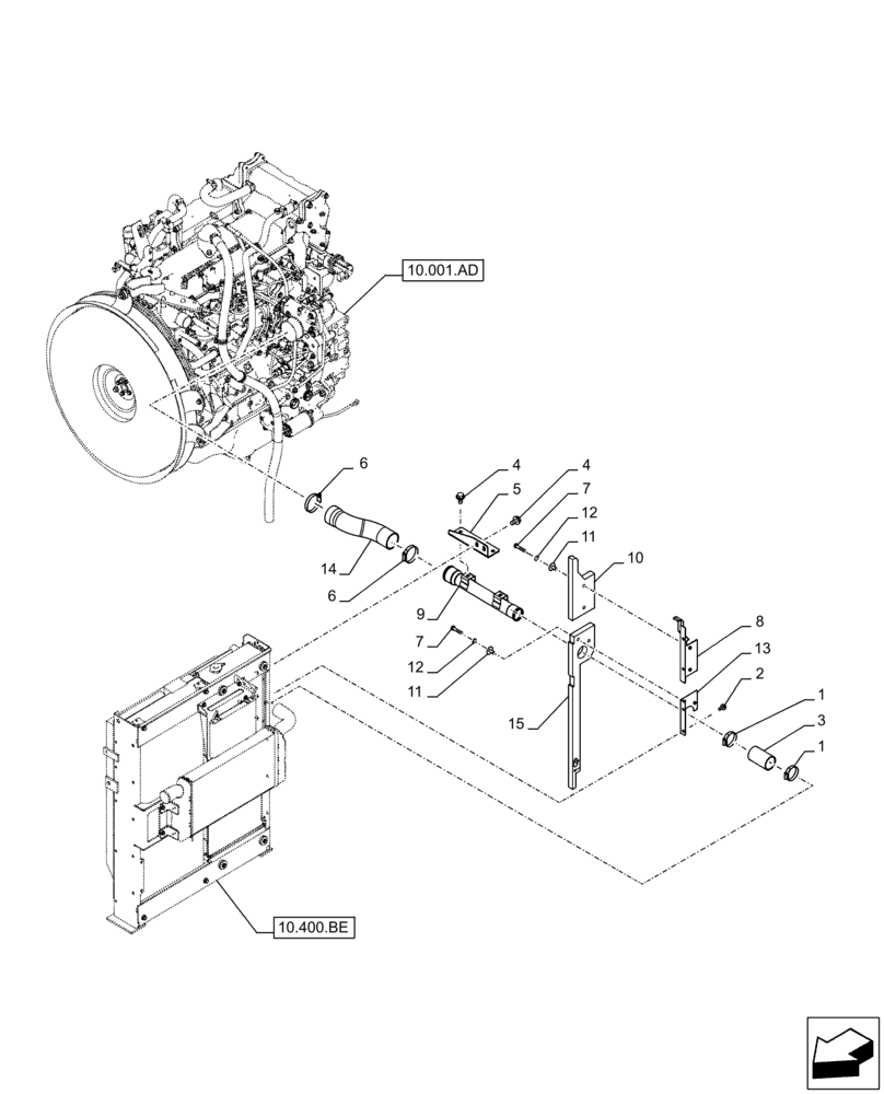 Схема запчастей Case CX250D LC - (10.310.AD) - AFTERCOOLER LINE, ENGINE (10) - ENGINE