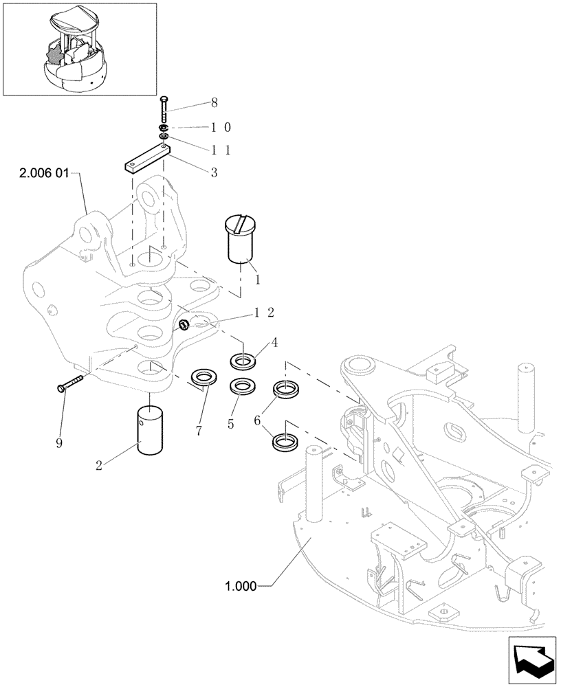 Схема запчастей Case CX20B - (2.006[02]) - SWING BRACKET SUPPORT (84) - BOOMS, DIPPERS & BUCKETS
