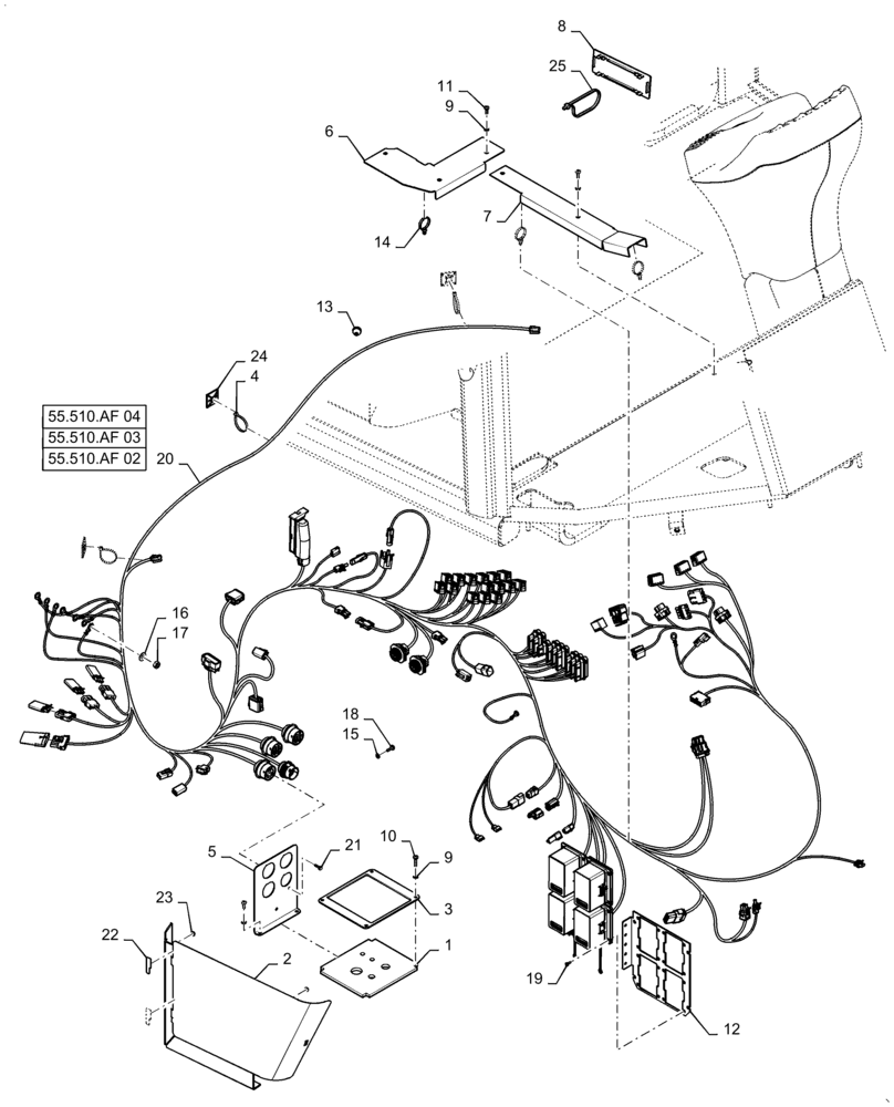 Схема запчастей Case 721F - (55.510.AF) - CAB MAIN WIRE HARNESS INSTALLATION (55) - ELECTRICAL SYSTEMS