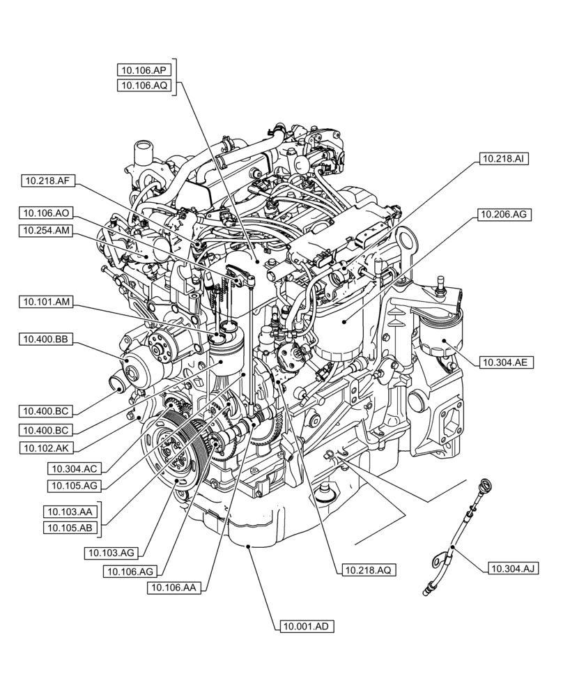 Схема запчастей Case F5HFL463D F005 - (10.000.00[01]) - SECTION INDEX - ENGINE (10) - ENGINE