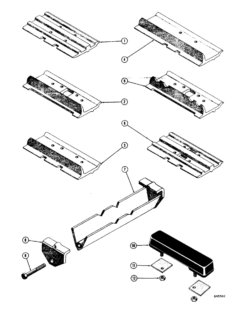 Схема запчастей Case 1000 - (162) - TRACK SHOES, STANDARD AND OPTIONAL (04) - UNDERCARRIAGE