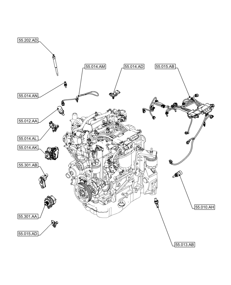 Схема запчастей Case F5BFL413A B007 - (55.000.00) - SECTION INDEX - ELECTRIC SYSTEM CONTROL (55) - ELECTRICAL SYSTEMS