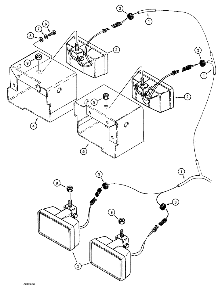 Схема запчастей Case 1155E - (4-40) - LAMPS AND WIRING, MODELS WITH ROPS CAB, DOZER P.I.N. JAK0009016 OR LOADER PIN JAK0009982 & AFT (04) - ELECTRICAL SYSTEMS