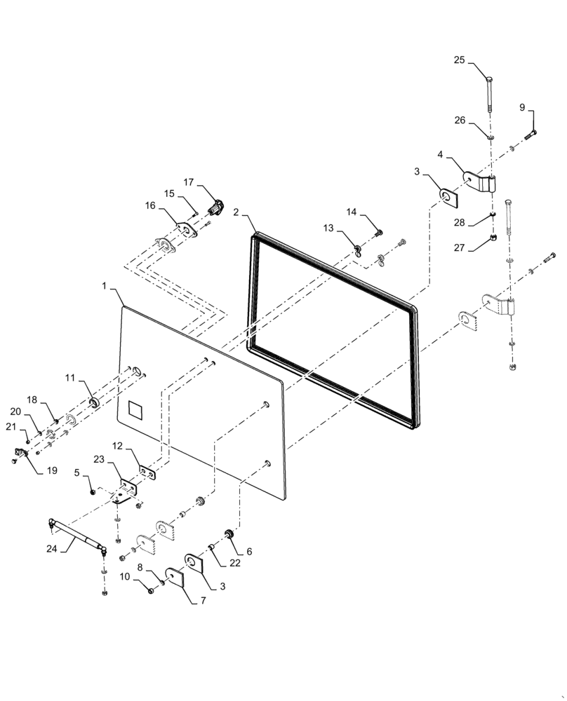 Схема запчастей Case 721F - (90.154.AM[03]) - RIGHT LOWER WINDOW ASSEMBLY (90) - PLATFORM, CAB, BODYWORK AND DECALS
