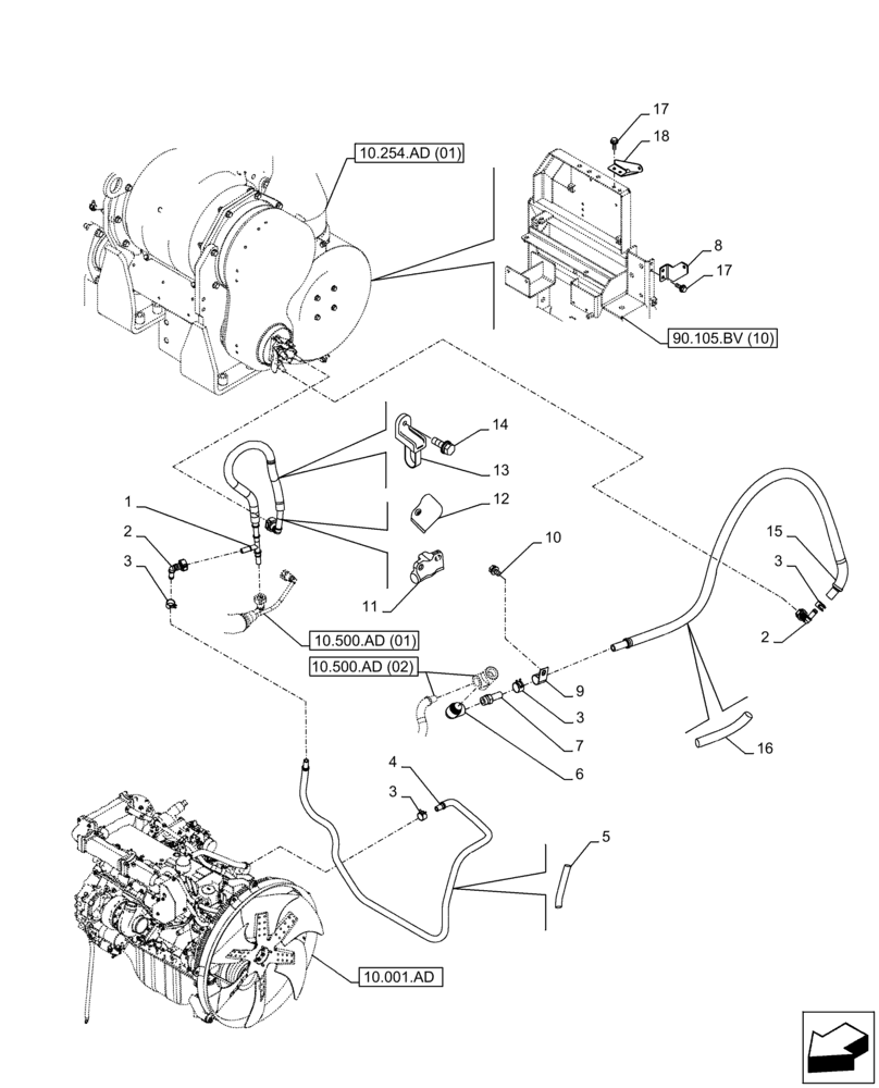 Схема запчастей Case CX300D LC - (10.500.AD[03]) - DEF/ADBLUE™ LINES (10) - ENGINE