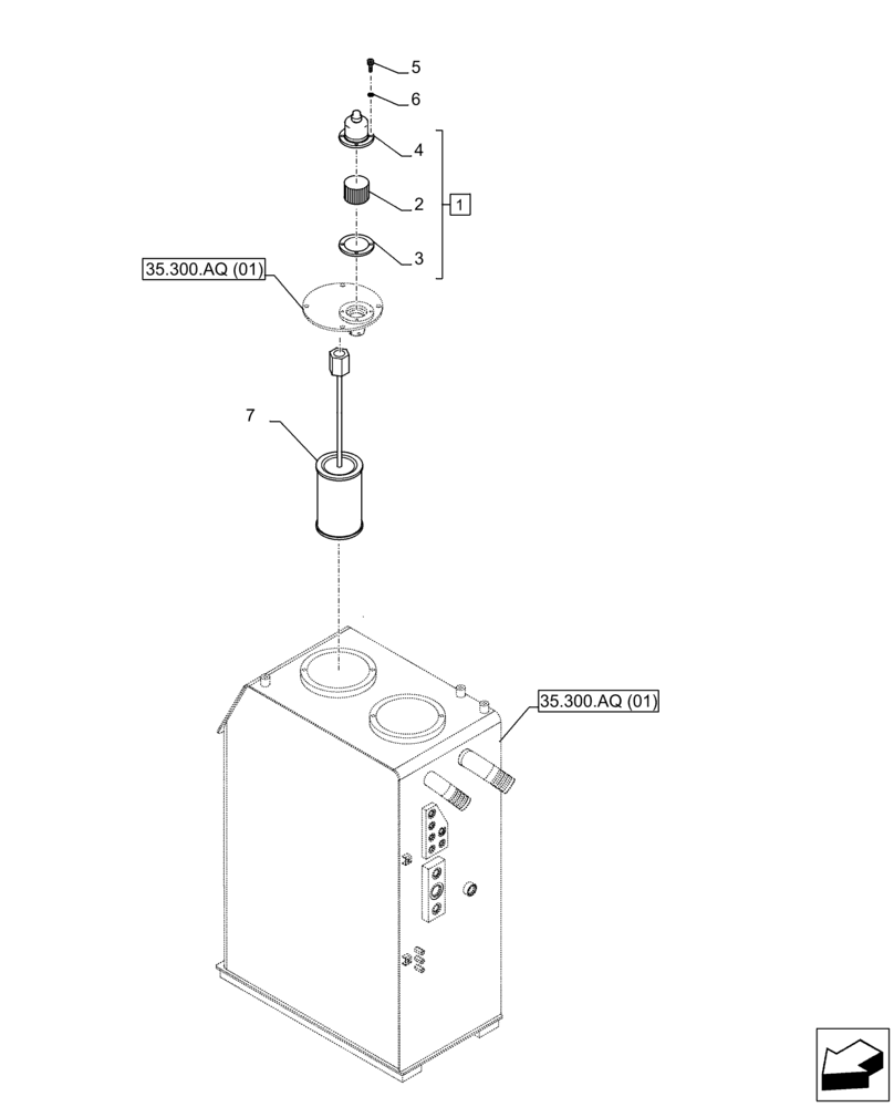 Схема запчастей Case CX250D LC - (35.300.BE) - HYDRAULIC OIL RESERVOIR, BREATHER (35) - HYDRAULIC SYSTEMS