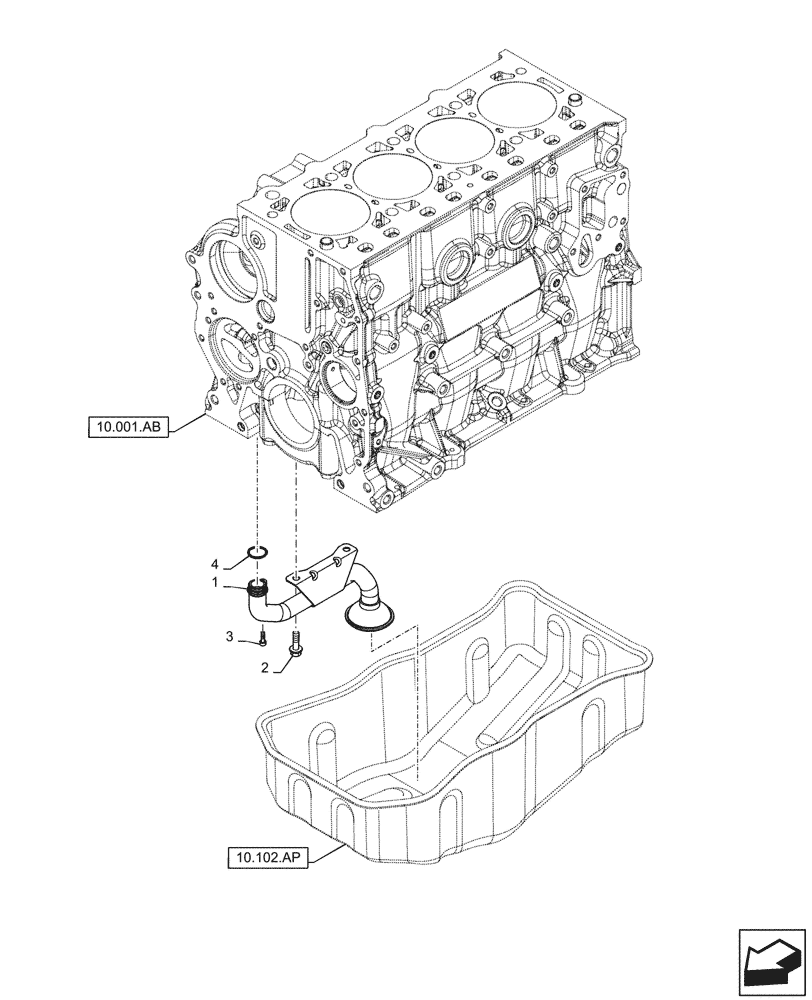 Схема запчастей Case F5HFL463D F005 - (10.304.AL) - OIL PUMP & LINES (10) - ENGINE