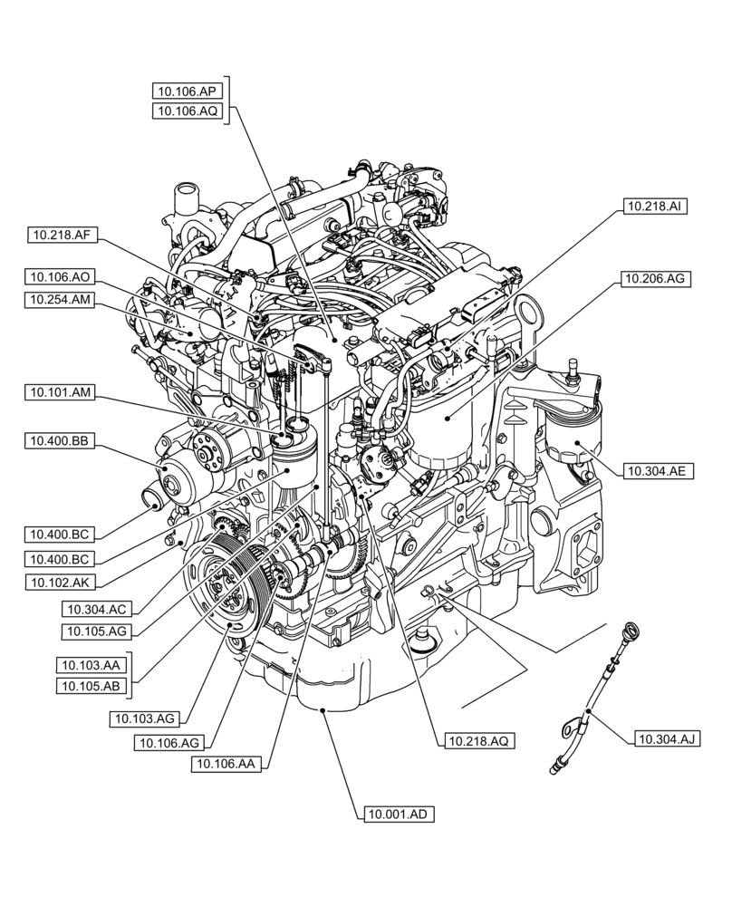 Схема запчастей Case F5BFL413A B009 - (00.000.10[01]) - PICTORIAL INDEX - ENGINE (00) - GENERAL & PICTORIAL INDEX