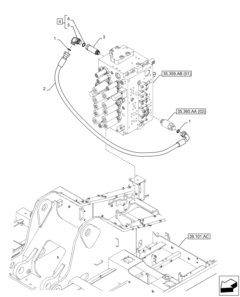 Схема запчастей Case CX250D LC - (35.360.AB[07]) - VAR - 461871 - SHEARS, LINE, AUXILIARY CIRCUIT, W/ ELECTRICAL PROPORTIONAL CONTROL (35) - HYDRAULIC SYSTEMS