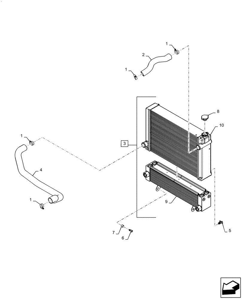 Схема запчастей Case SR240 - (10.400.BE[01]) - RADIATOR & COOLER (10) - ENGINE