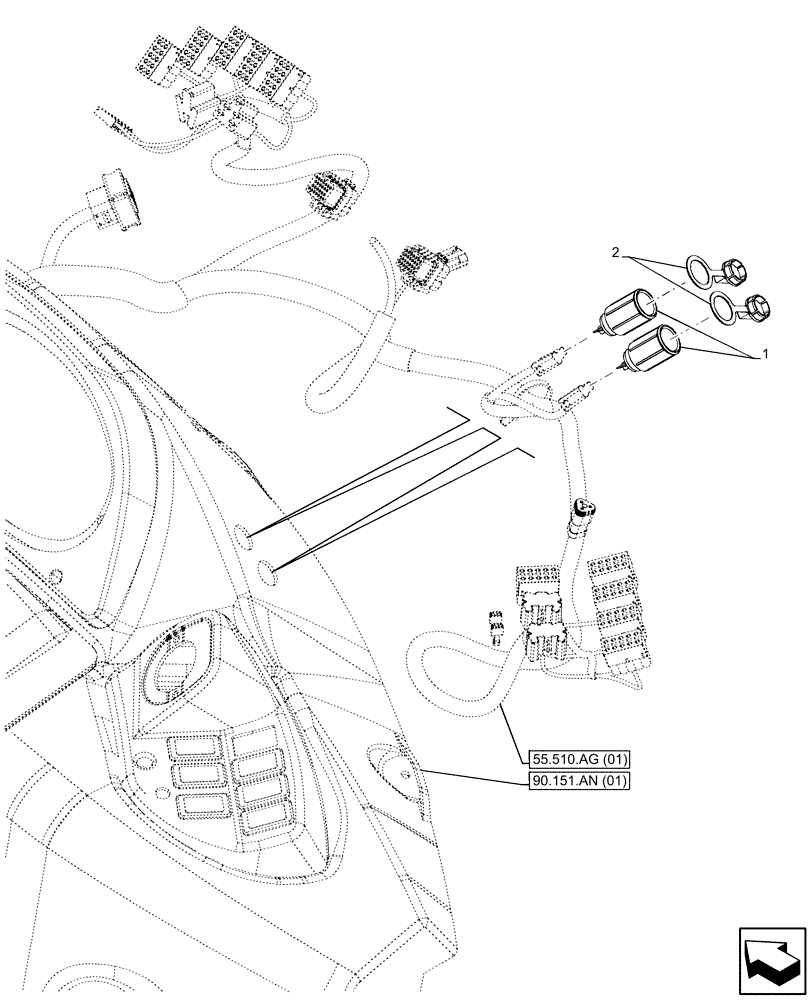 Схема запчастей Case 580N EP - (55.510.BM) - CAB, POWER SOCKET, 12V (55) - ELECTRICAL SYSTEMS